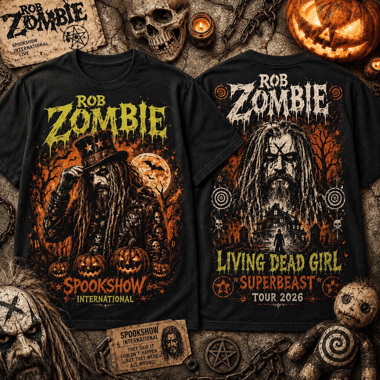 Rob Zombie Spookshow International Living Dead Girl Superbeast Tour 2026 T-Shirt 2 Rob Zombie Spookshow International Living Dead Girl Superbeast Tour 2026 T-Shirt