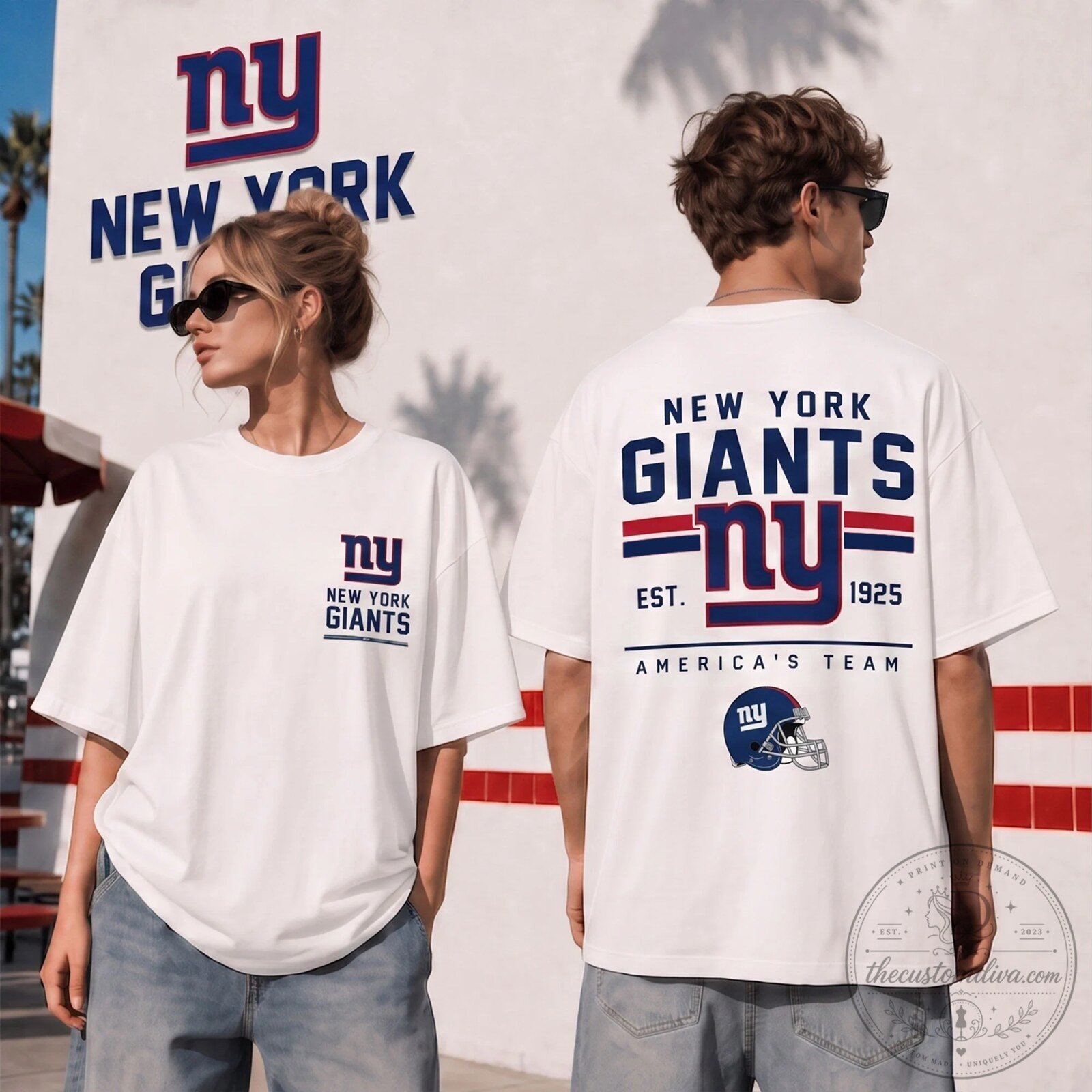 New York Giants Football Team Logo White T-Shirt