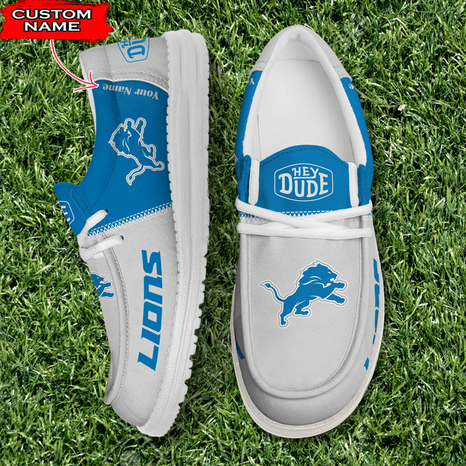 Detroit Lions Personalized Custom Name Slip On Shoes