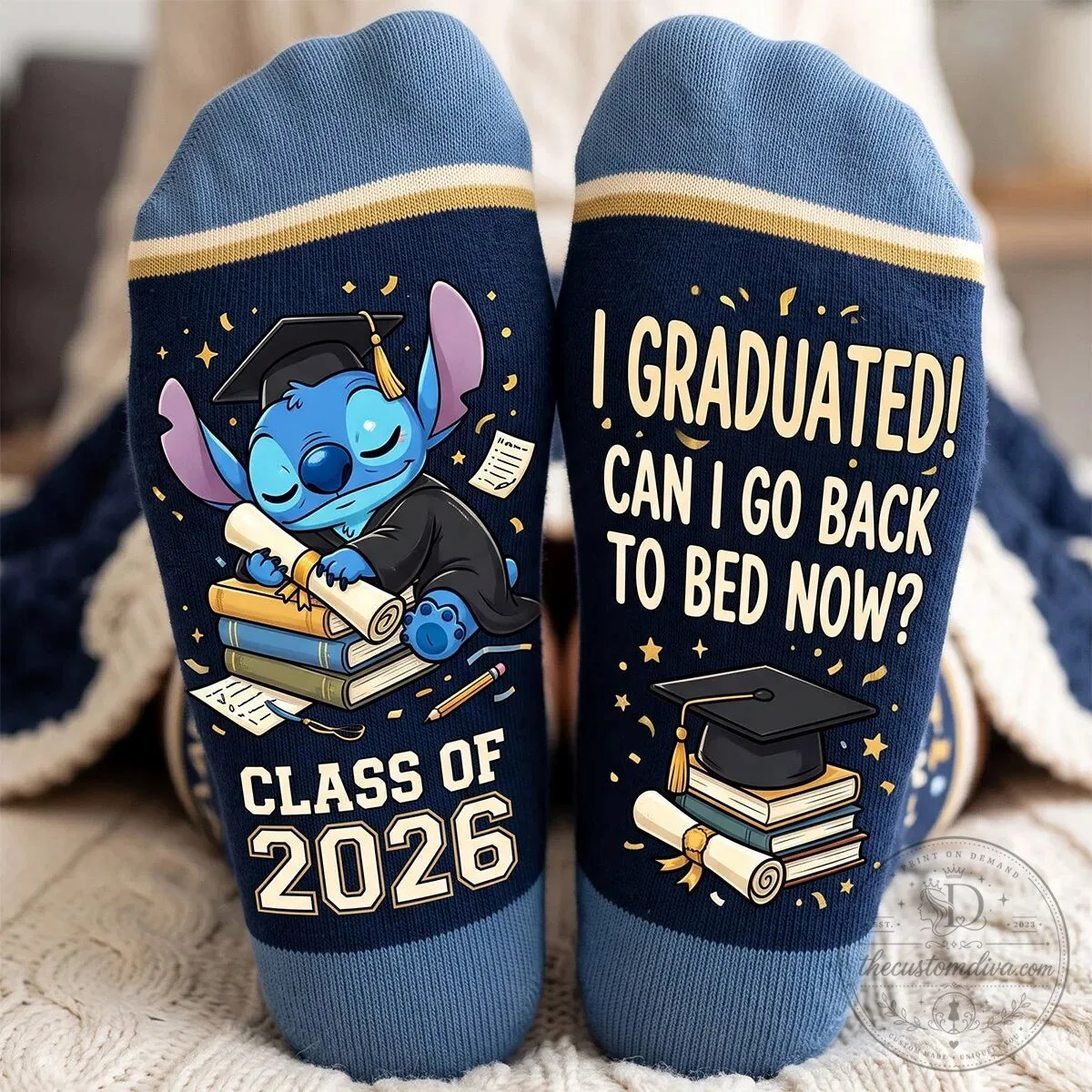 Lilo and Stitch I Graduated Class of 2027 Personalized Graduation Socks 9 Lilo and Stitch I Graduated Class of 2027 Personalized Graduation Socks