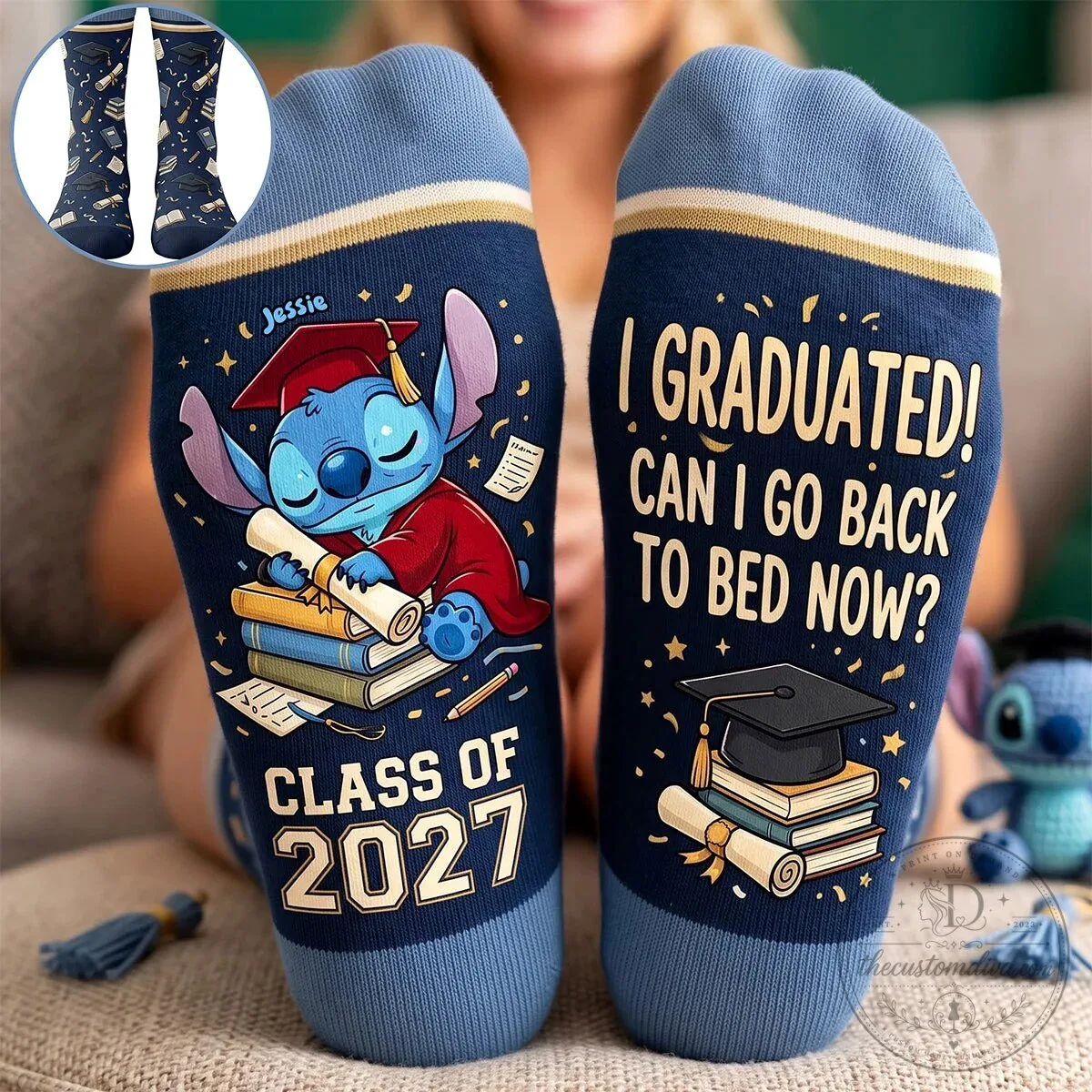 Lilo and Stitch I Graduated Class of 2027 Personalized Graduation Socks 11 Lilo and Stitch I Graduated Class of 2027 Personalized Graduation Socks