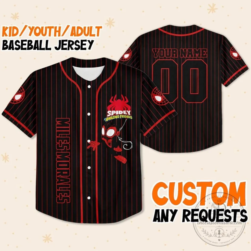 Miles Morales Spidey and His Amazing Friends Baseball Jersey Miles Morales Spidey and His Amazing Friends Baseball Jersey