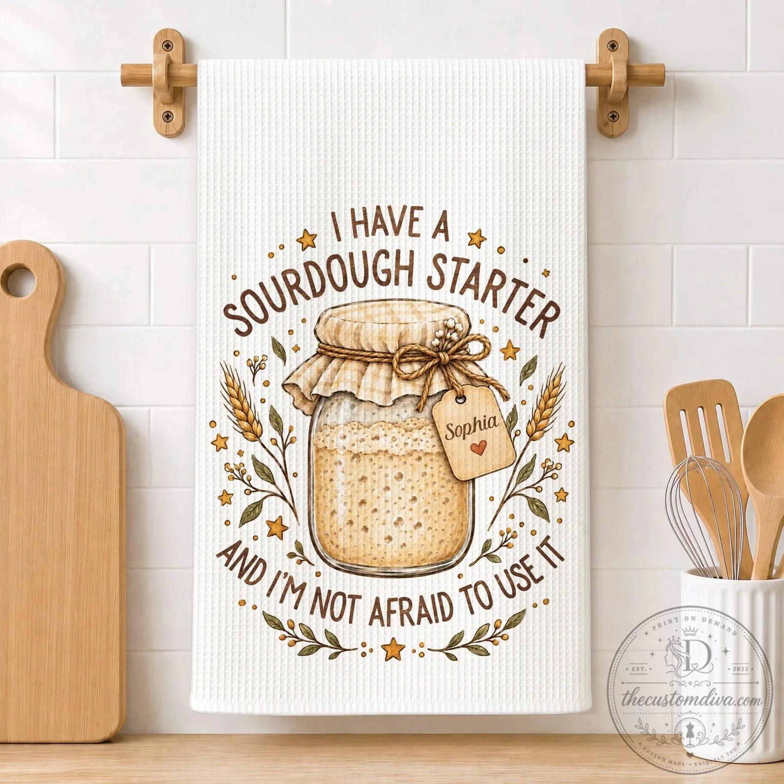 Sourdough Starter Kitchen Towel Personalized Baking Gift
