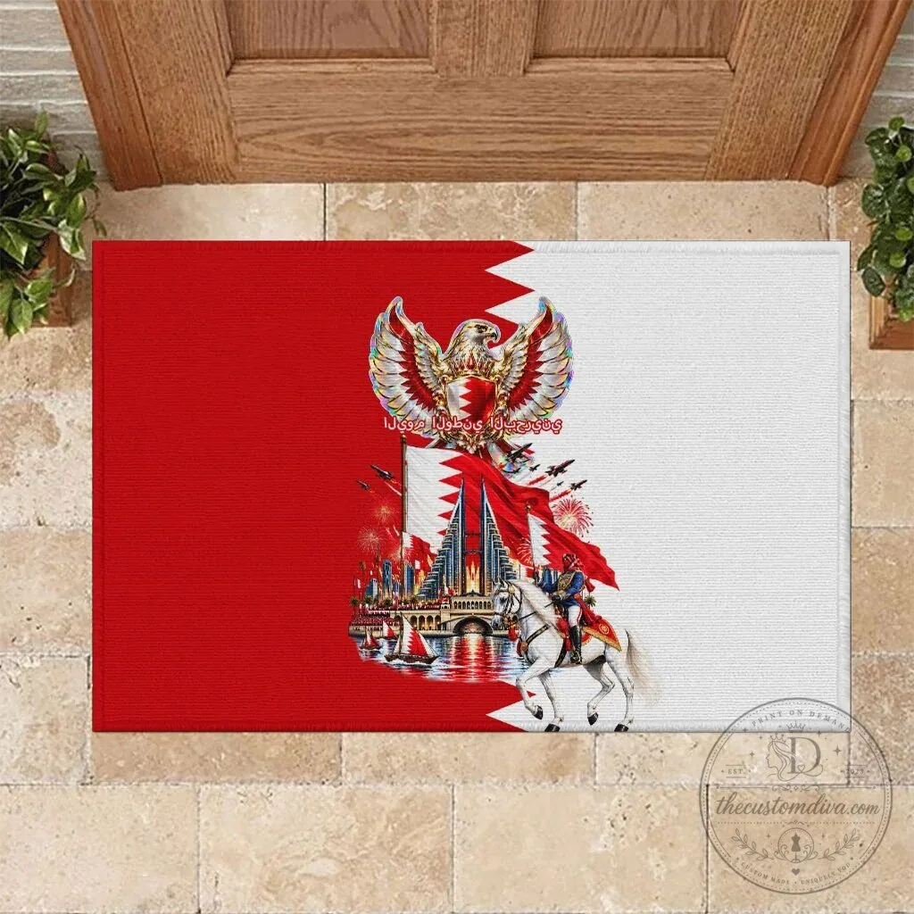 Bahrain National Day Emblem Flag Horse Knight Welcome Doormat