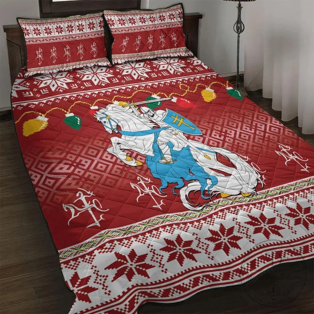 Lithuanian Vytis Knight Christmas Quilt Bedding Set