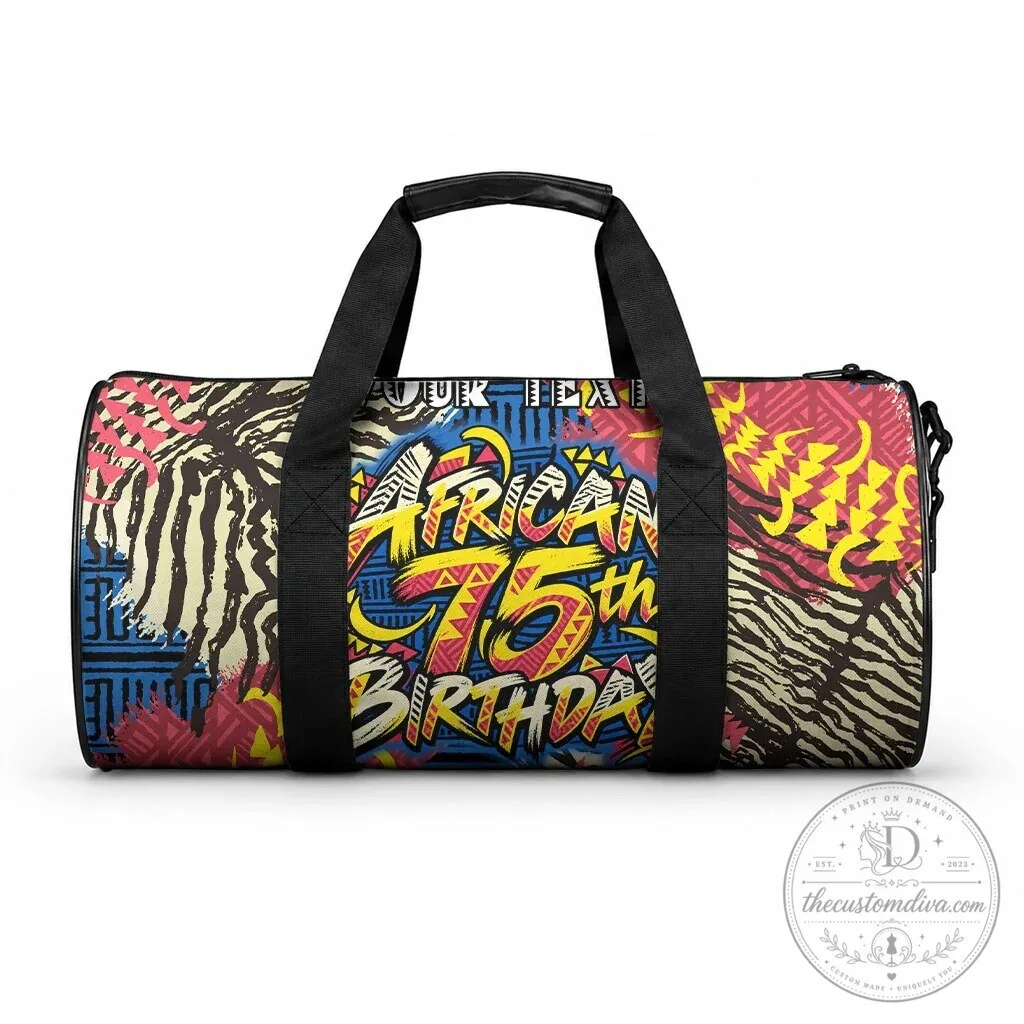 African 75th Birthday Tribal Striped Heritage Art Duffle Bag