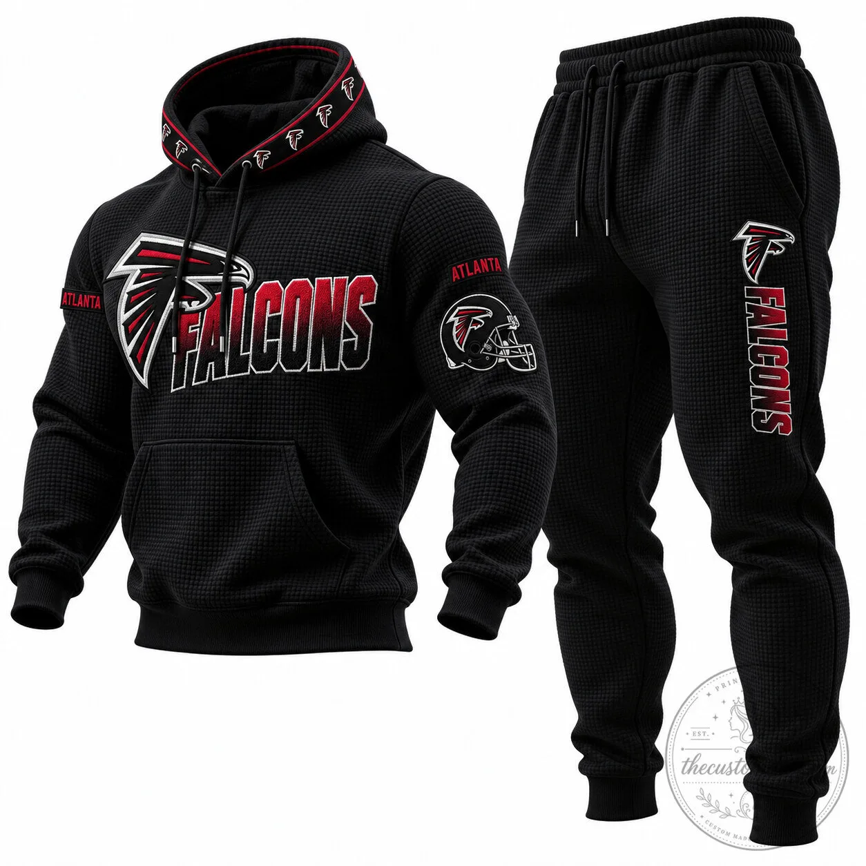 Atlanta Falcons Football Team Waffle Knit Hoodie and Sweatpants Set