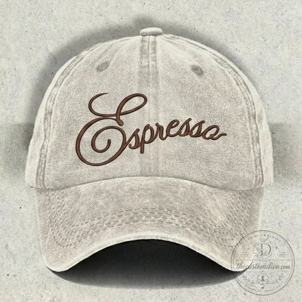Sabrina Carpenter Espresso Song Embroidered Vintage Washed Cap Hat