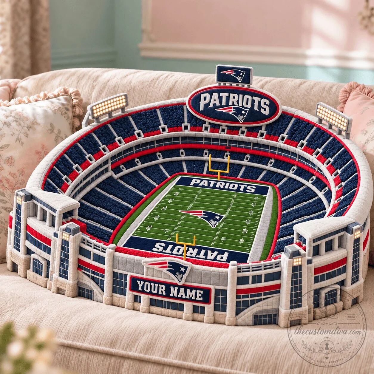 New England Patriots NFL Stadium Shaped Decorative Throw Pillow