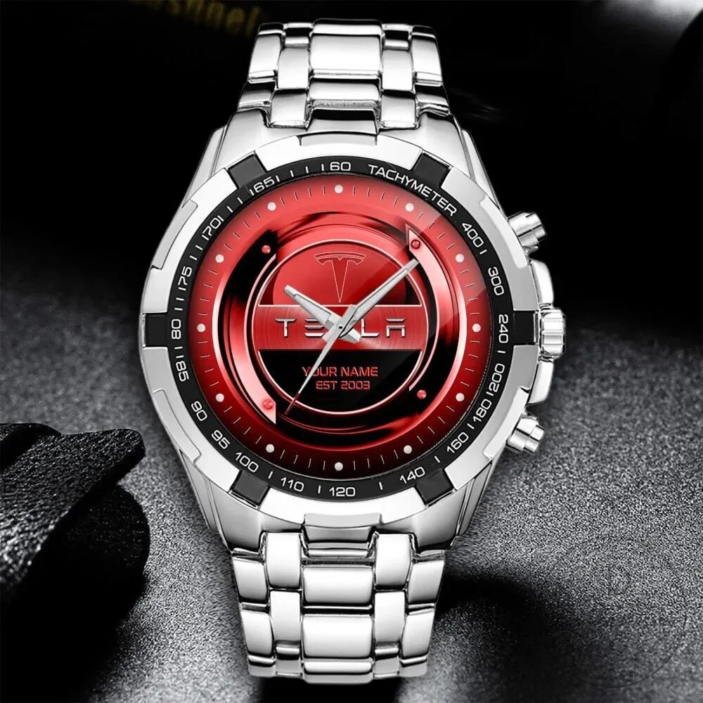 Elegant Fashion Design Stainless Steel Watch with Custom Name by Tesla