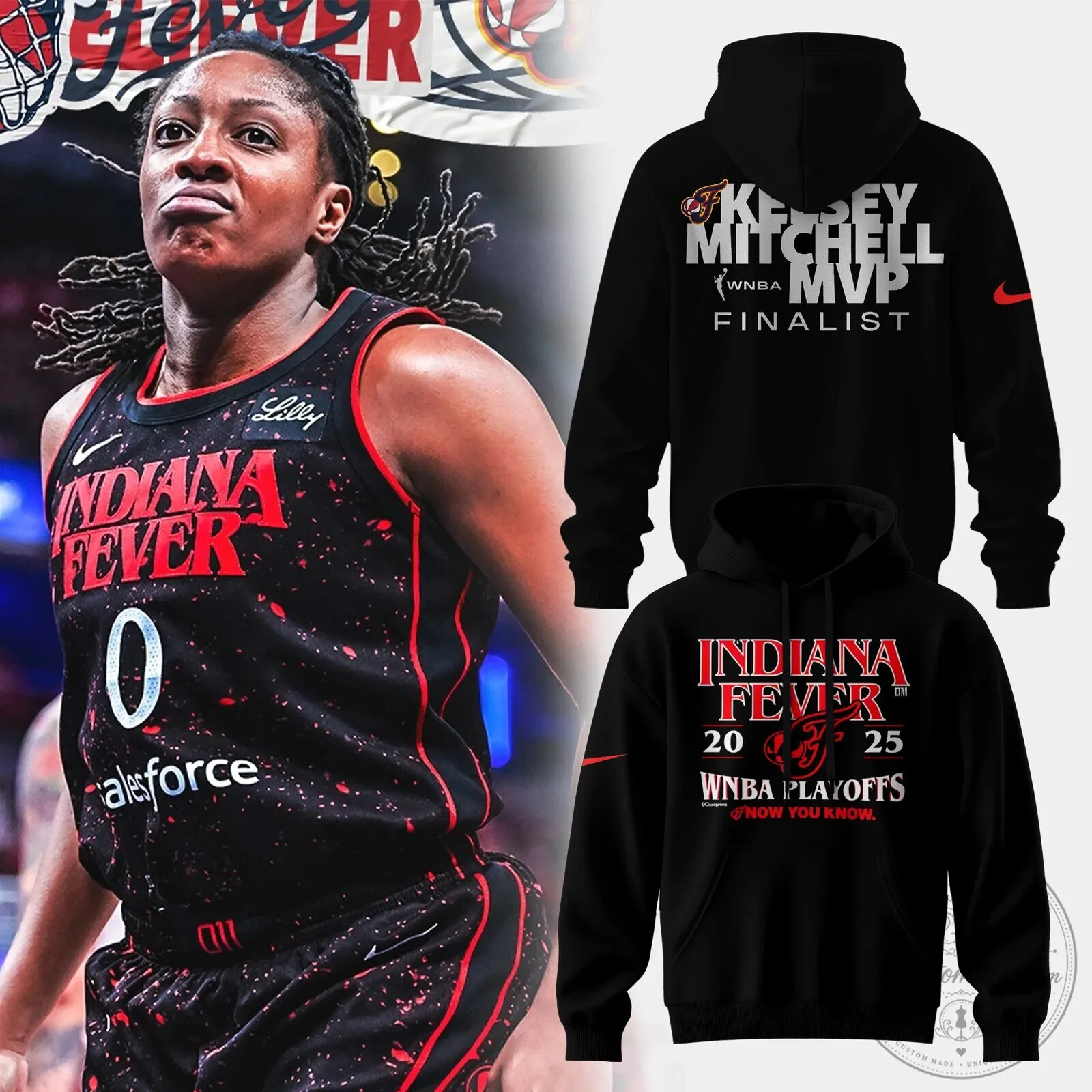 Kelsey Mitchell WNBA MVP Finalist Indiana Fever Black Hoodie