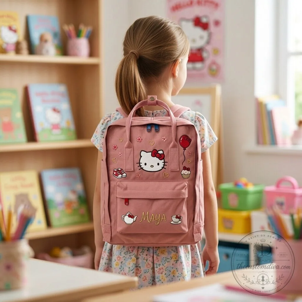 Hello Kitty Embroidered Mint Green Backpack with Personalized Name 14 Hello Kitty Embroidered Mint Green Backpack with Personalized Name