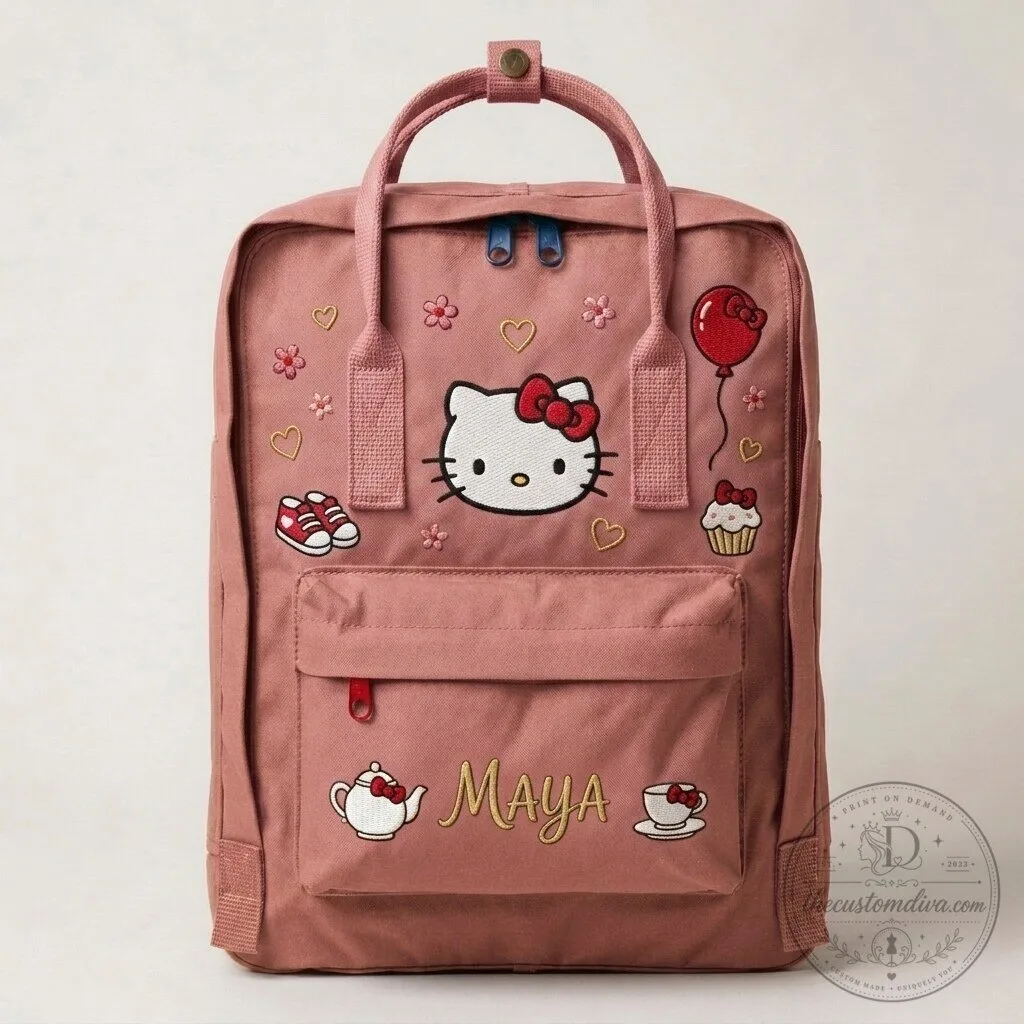 Hello Kitty Embroidered Mint Green Backpack with Personalized Name 17 Hello Kitty Embroidered Mint Green Backpack with Personalized Name