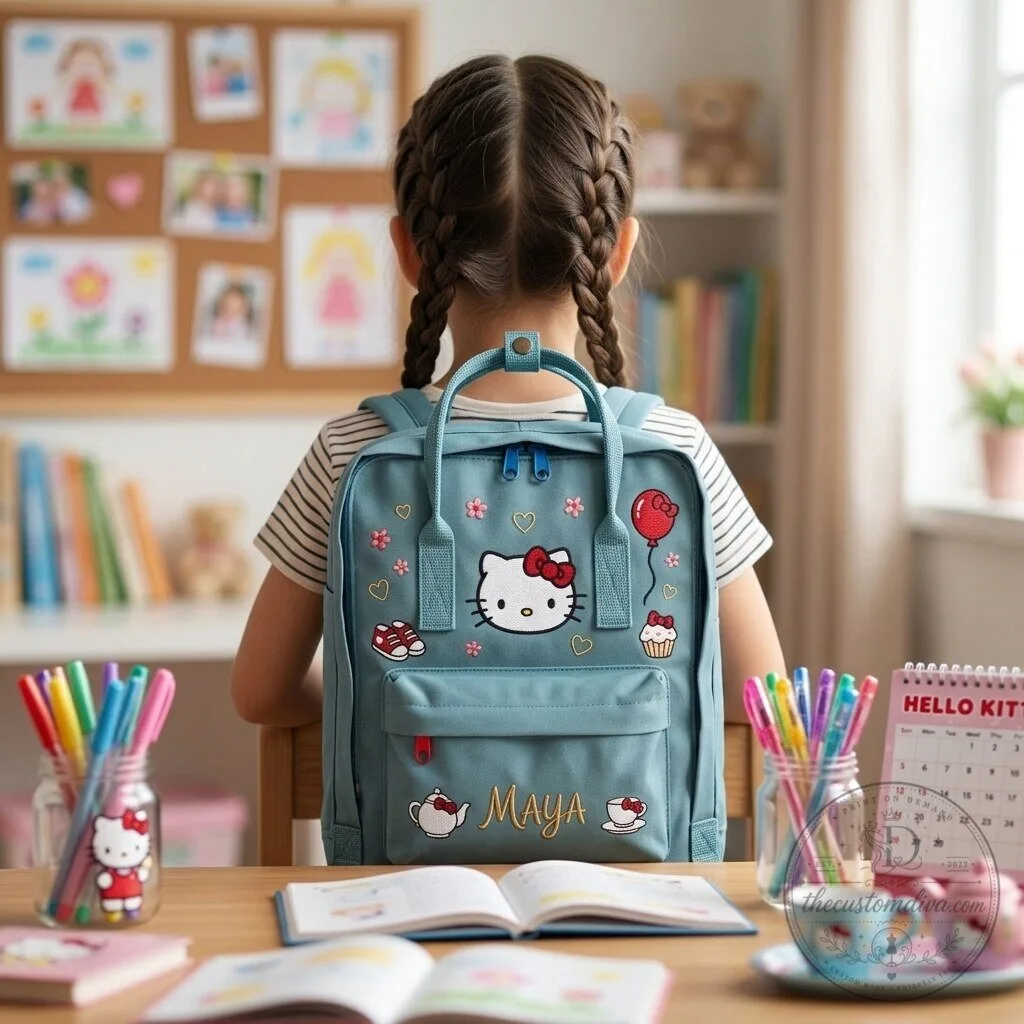 Hello Kitty Embroidered Mint Green Backpack with Personalized Name 18 Hello Kitty Embroidered Mint Green Backpack with Personalized Name