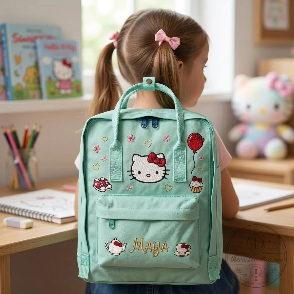 Hello Kitty Embroidered Mint Green Backpack with Personalized Name 19 Hello Kitty Embroidered Mint Green Backpack with Personalized Name