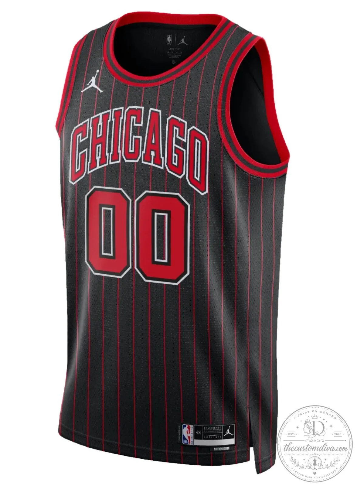 Chicago Bulls Custom Black Pinstripe Basketball Jersey