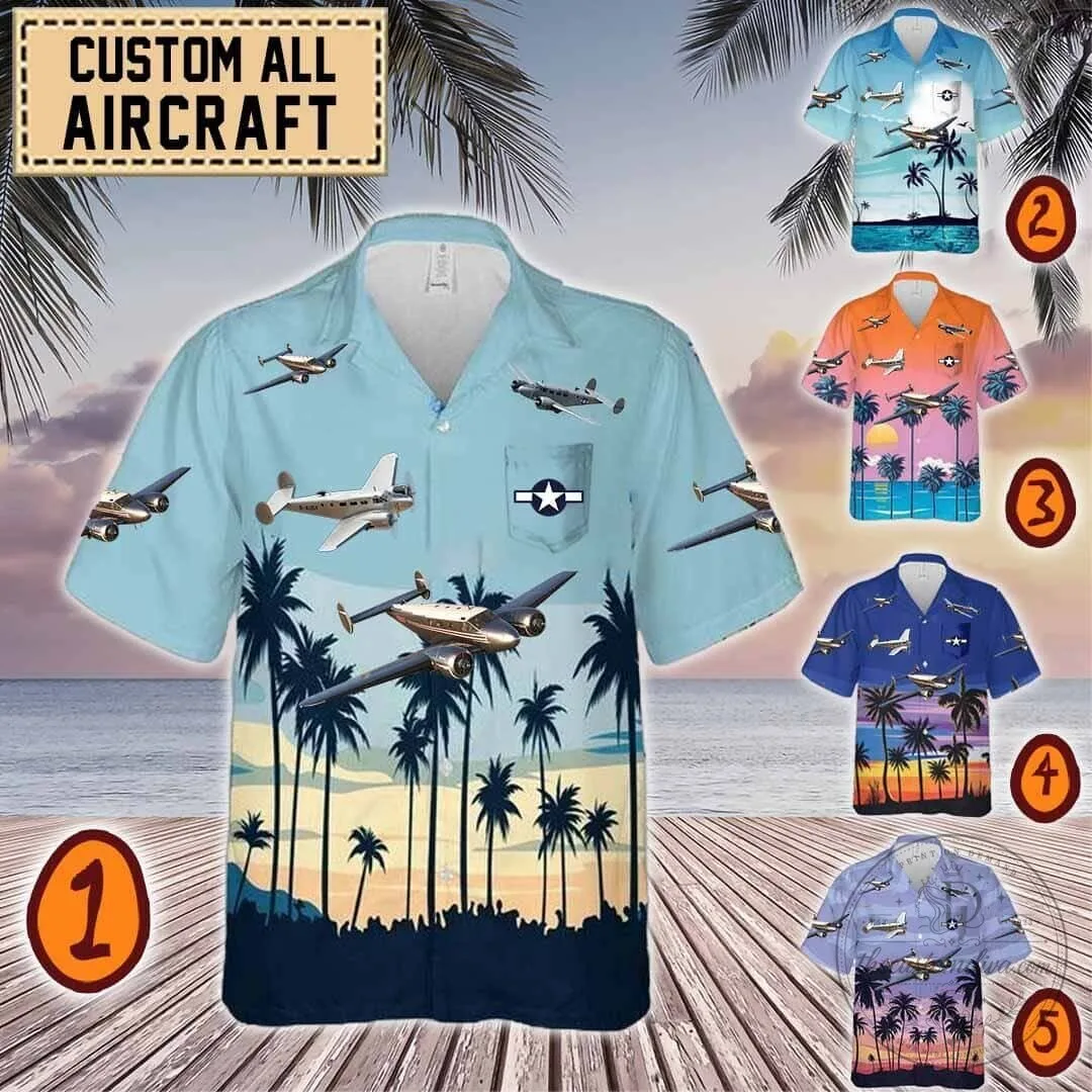 Beechcraft Model 18 Twin Beech C45 Aircraft Hawaiian Shirt