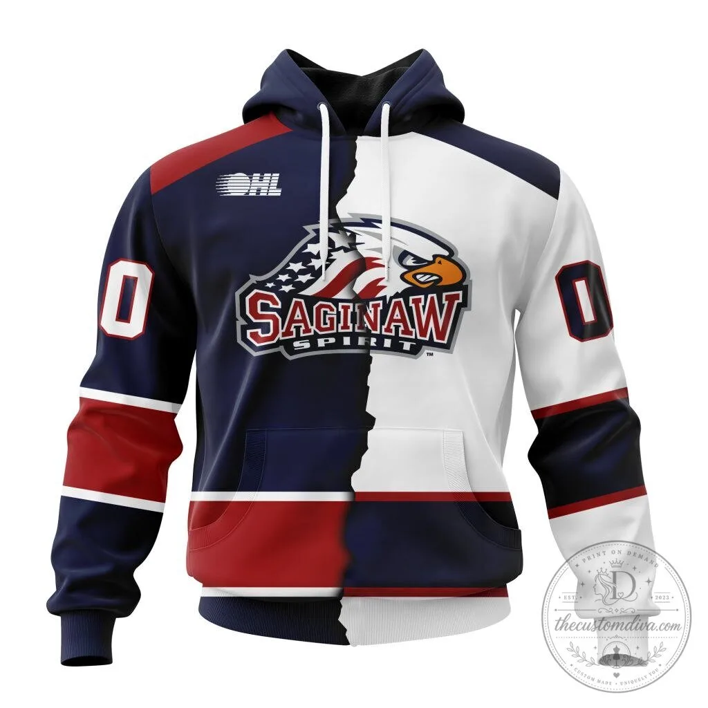 Saginaw Spirit OHL Hockey Team Fan Apparel Hoodie for Men and Women