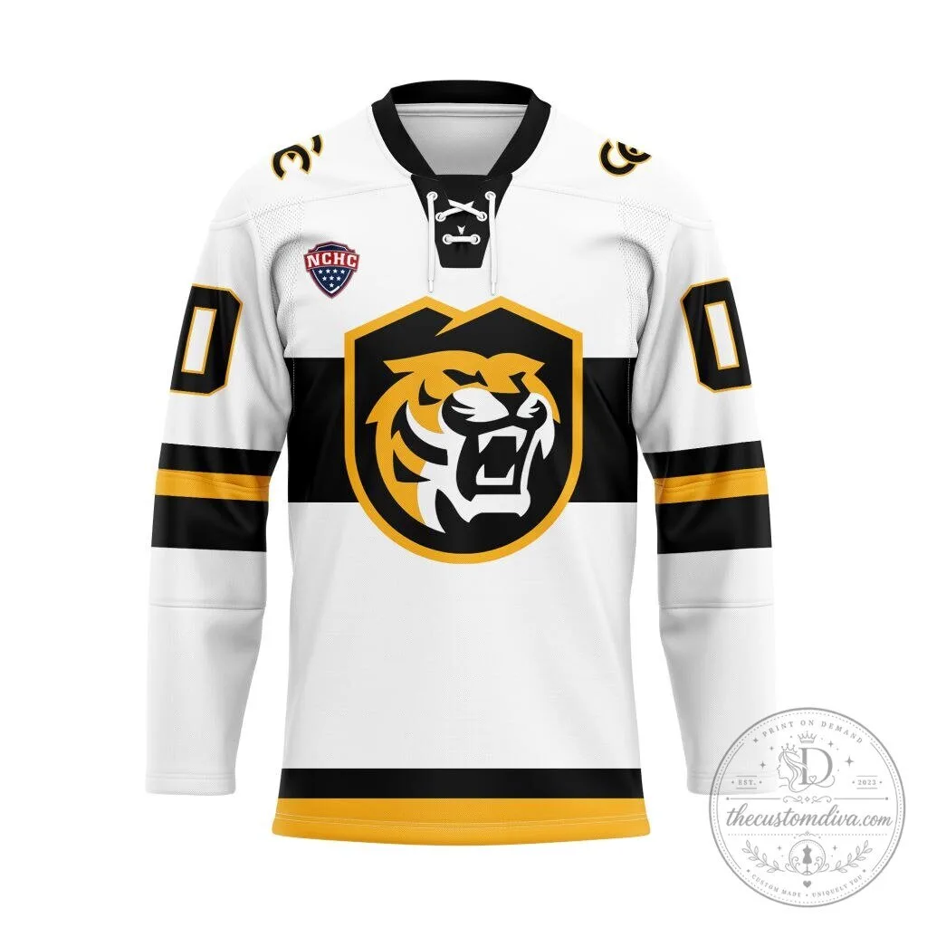 Colorado College Tigers Personalized White Lace Hockey Jersey 2 Colorado College Tigers Personalized White Lace Hockey Jersey