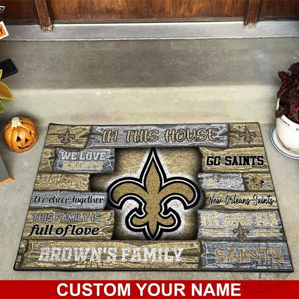 New Orleans Saints Family Custom Name Football Fan Welcome Doormat