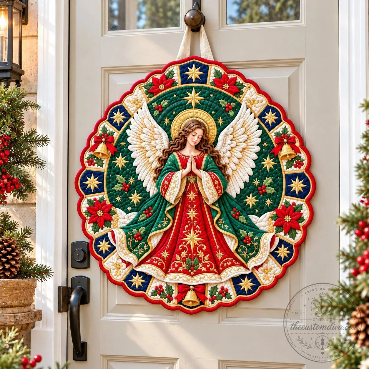Christmas Angel Blessed Moments Quilted Door Hanger Decoration 9 Christmas Angel Blessed Moments Quilted Door Hanger Decoration