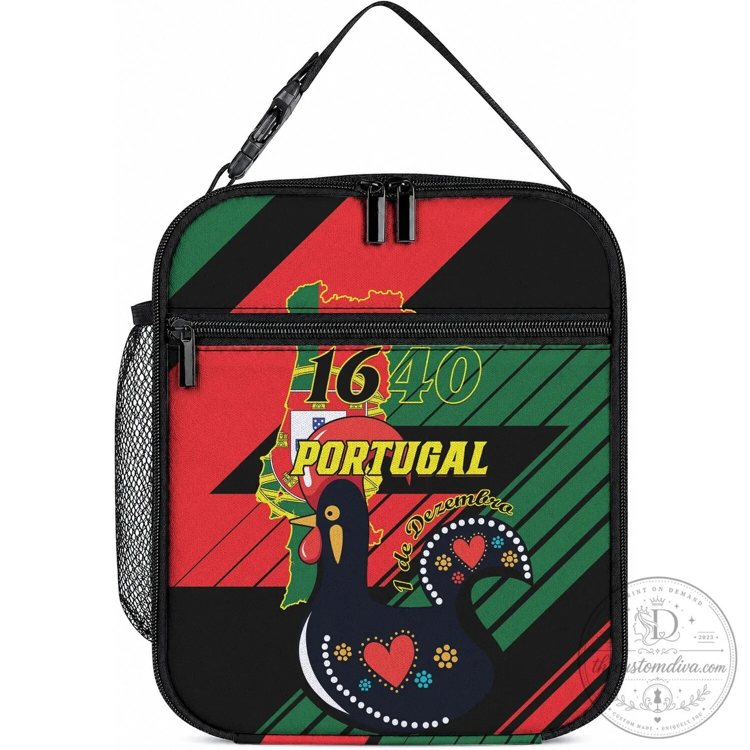 Portugal 1640 Independence Day Rooster Design Insulated Lunch Bag