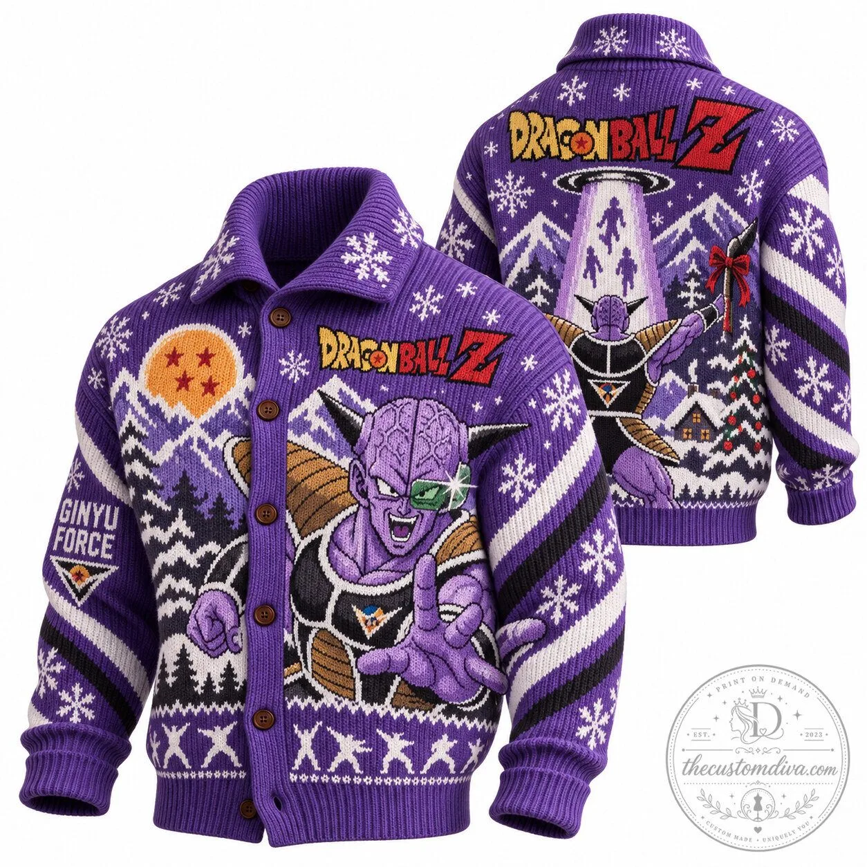 Dragon Ball Z Ginyu Force Ugly Christmas Sweater Cardigan