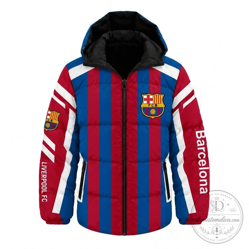 Barcelona Football Club and Liverpool Football Club Winter Puffer Jacket