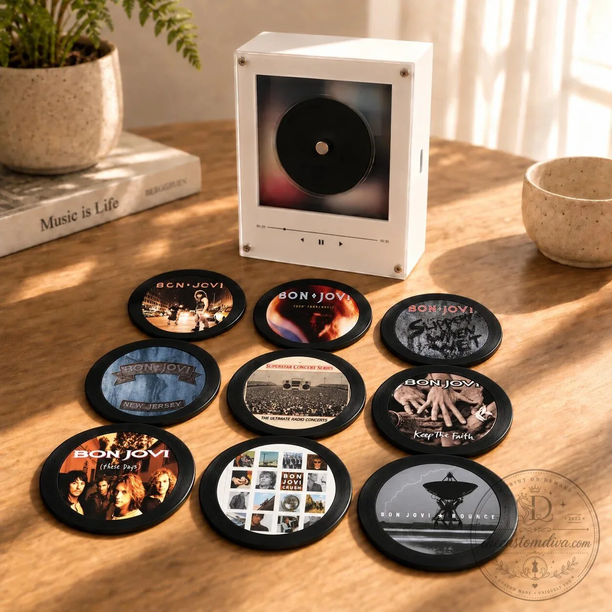 Bon Jovi Magnetic Album Cover Coasters Music Player Set