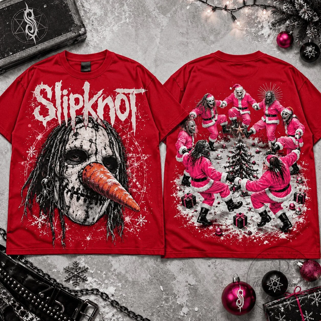 Slipknot Nine Crazy Santas One Tiny Christmas Tree T-Shirt