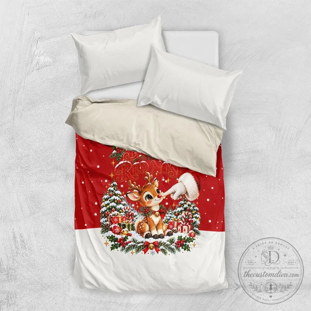 Cute Reindeer Boop The Red Nose Christmas Bedding Set Festive Winter Snow 15 Cute Reindeer Boop The Red Nose Christmas Bedding Set Festive Winter Snow