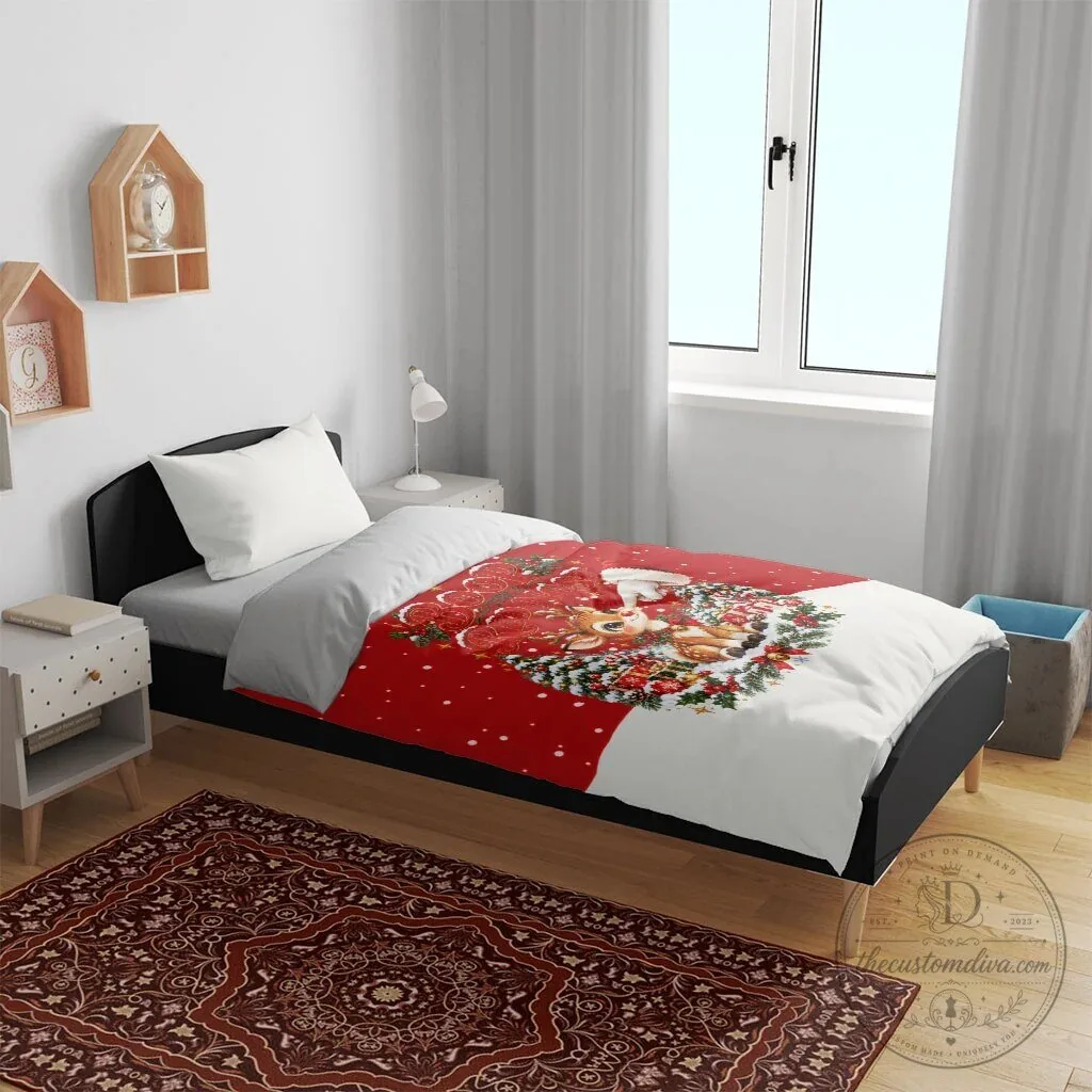 Cute Reindeer Boop The Red Nose Christmas Bedding Set Festive Winter Snow 16 Cute Reindeer Boop The Red Nose Christmas Bedding Set Festive Winter Snow