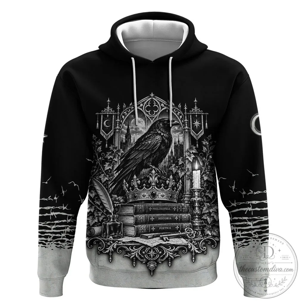 Dark Academia Raven Gothic Literature Vintage Bookish Aesthetic Zip Hoodie 11 Dark Academia Raven Gothic Literature Vintage Bookish Aesthetic Zip Hoodie