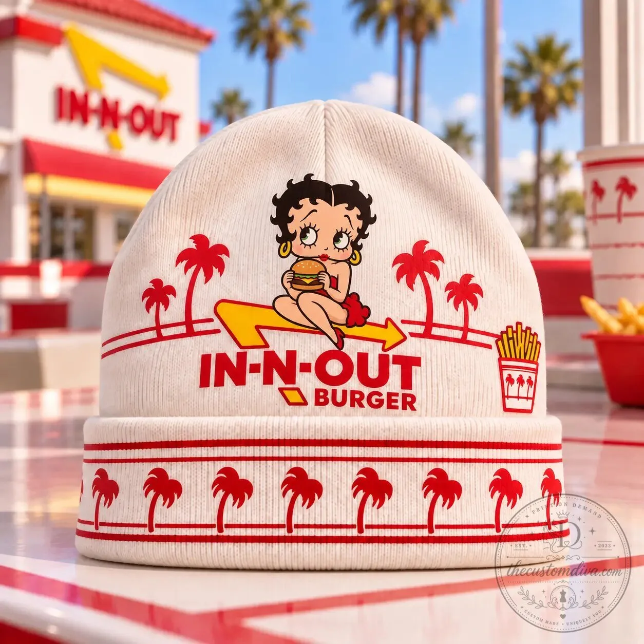 In-N-Out Burger Betty Boop Palm Tree Beanie Hat