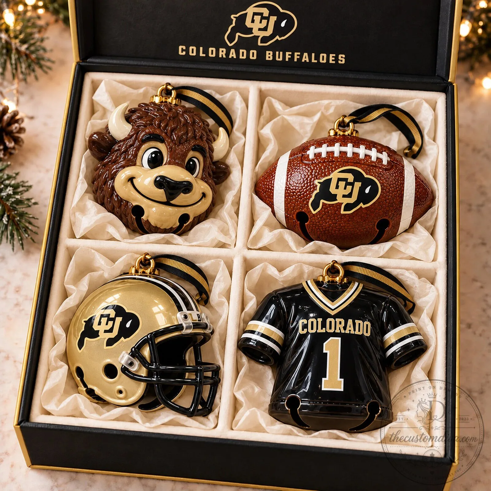 Colorado Buffaloes Football Team Christmas Ornament Set