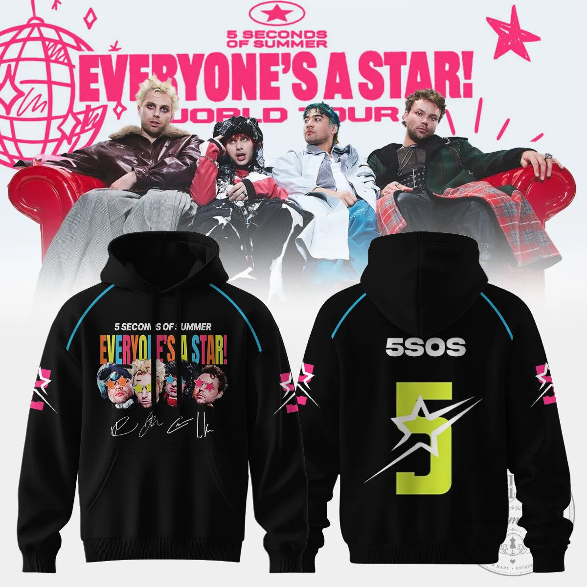 5 Seconds of Summer Everyone's A Star World Tour Concert Hoodie 5 5 Seconds of Summer Everyone's A Star World Tour Concert Hoodie