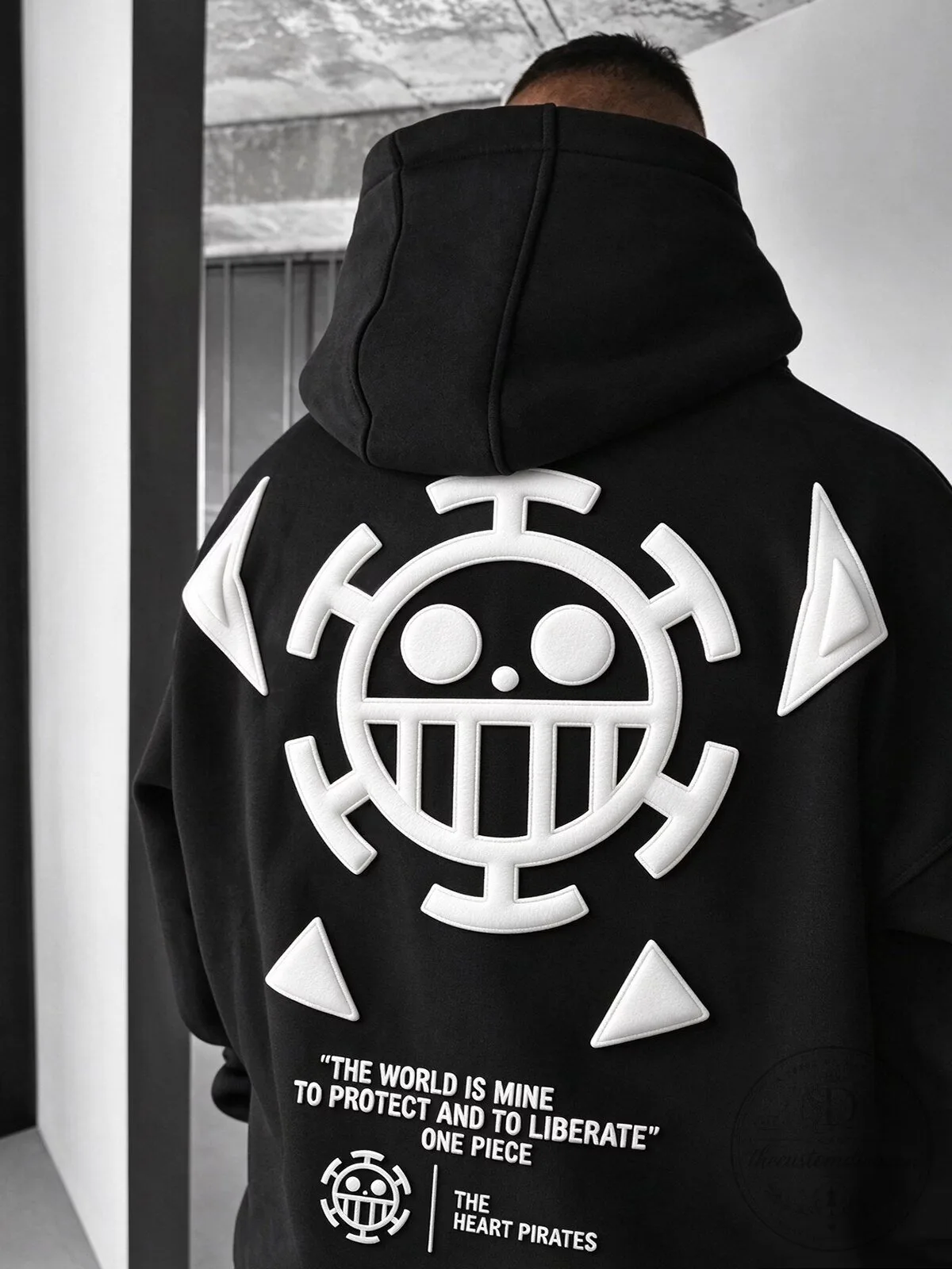 One Piece Trafalgar Law Heart Pirates Logo Black Hoodie