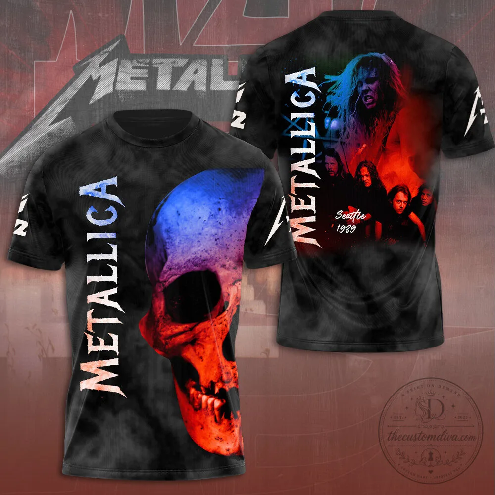 Metallica Seattle 1989 Skull Design All Over Print Short Sleeve T-Shirt