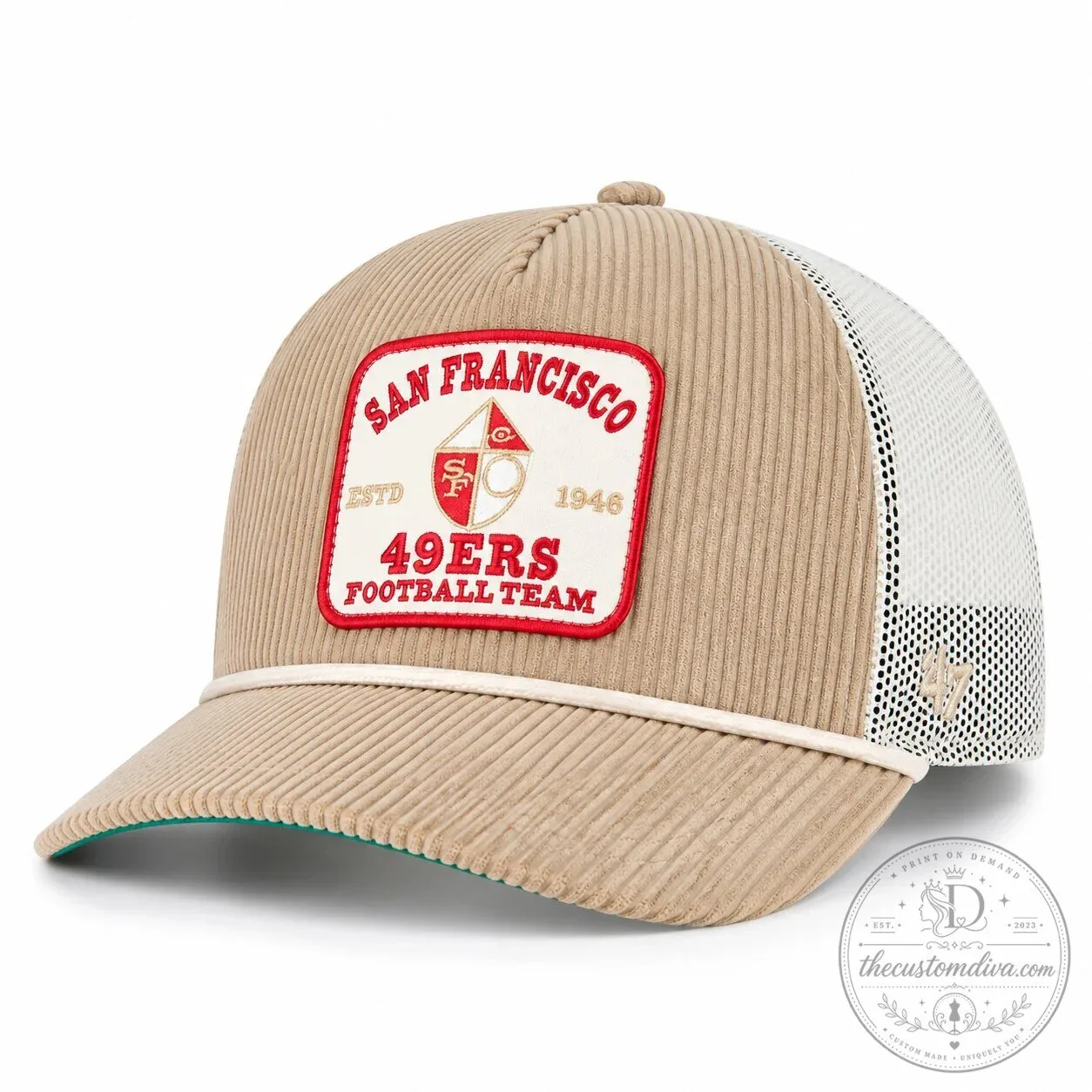 San Francisco 49ers Football Team Corduroy Mesh Back Adjustable Snapback Cap Hat