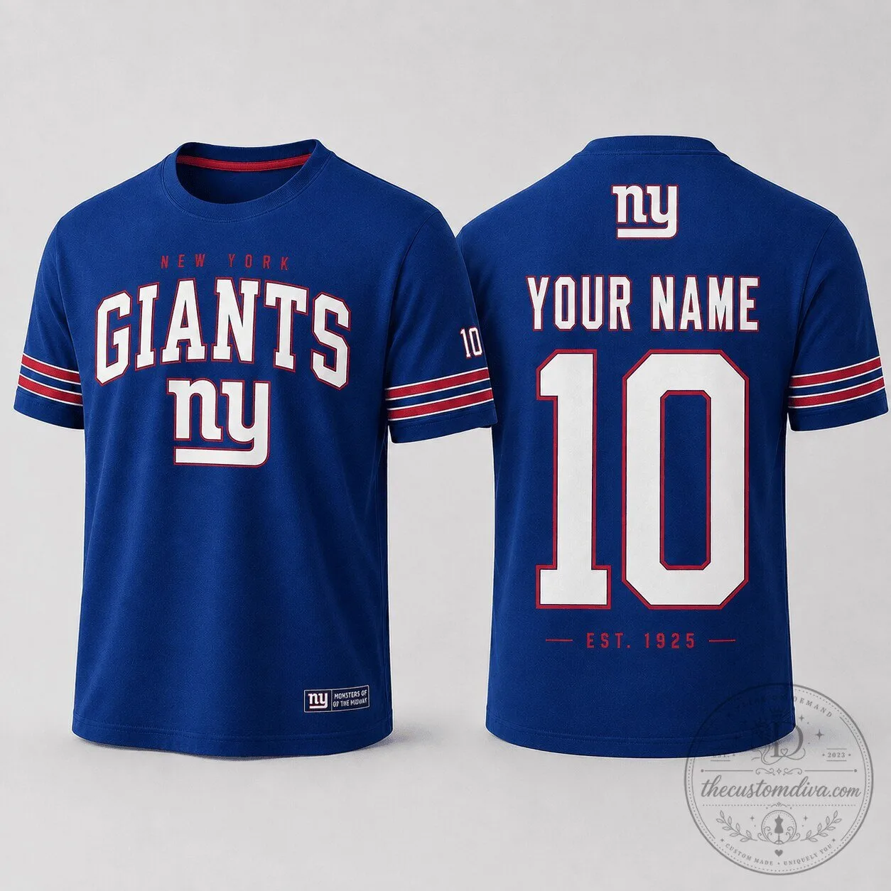 New York Giants NFL Fan Shirt Custom Name Number Blue T-Shirt