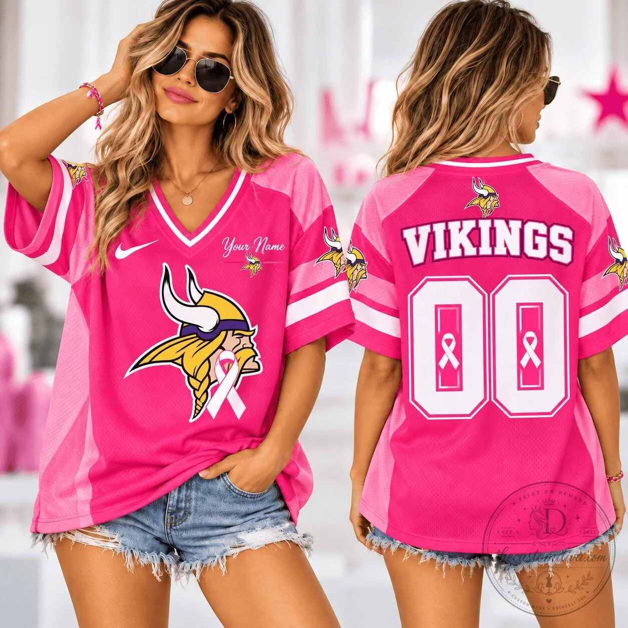 Minnesota Vikings NFL Pink Breast Cancer Awareness Football Jersey