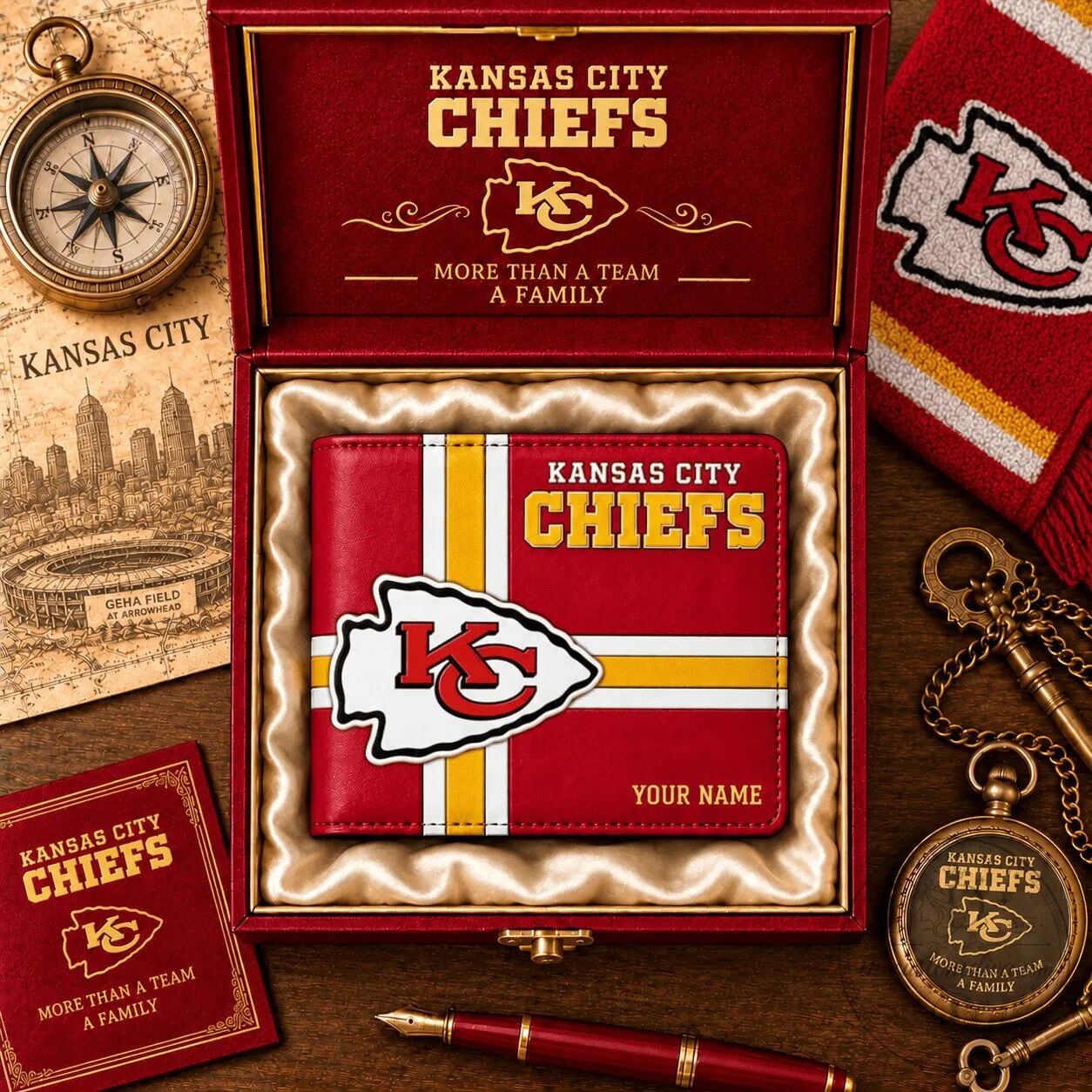 Kansas City Chiefs NFL Football Team Personalized Bi-Fold Wallet