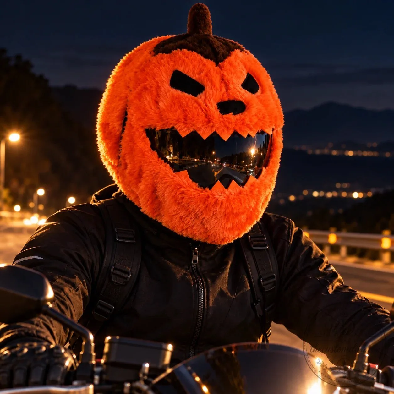 Halloween Pumpkin Motorcycle Helmet Cover Funny Biker Costume Accessory