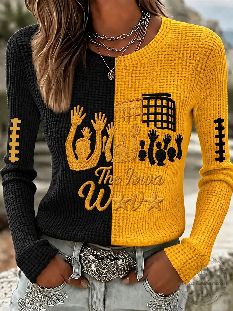Iowa Hawkeyes Football Fans Black and Gold Long-Sleeve Shirt