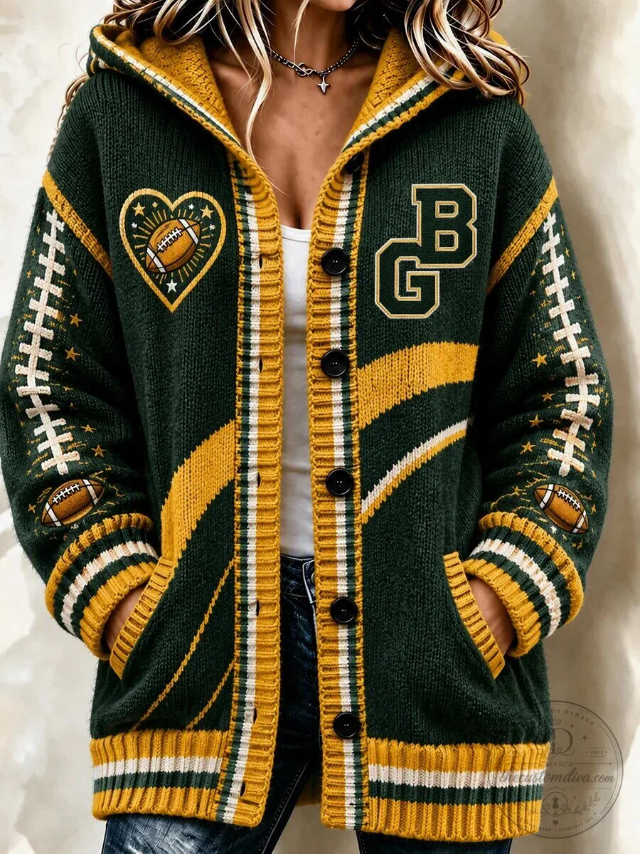 Baylor Bears Football Striped Cardigan Sweater