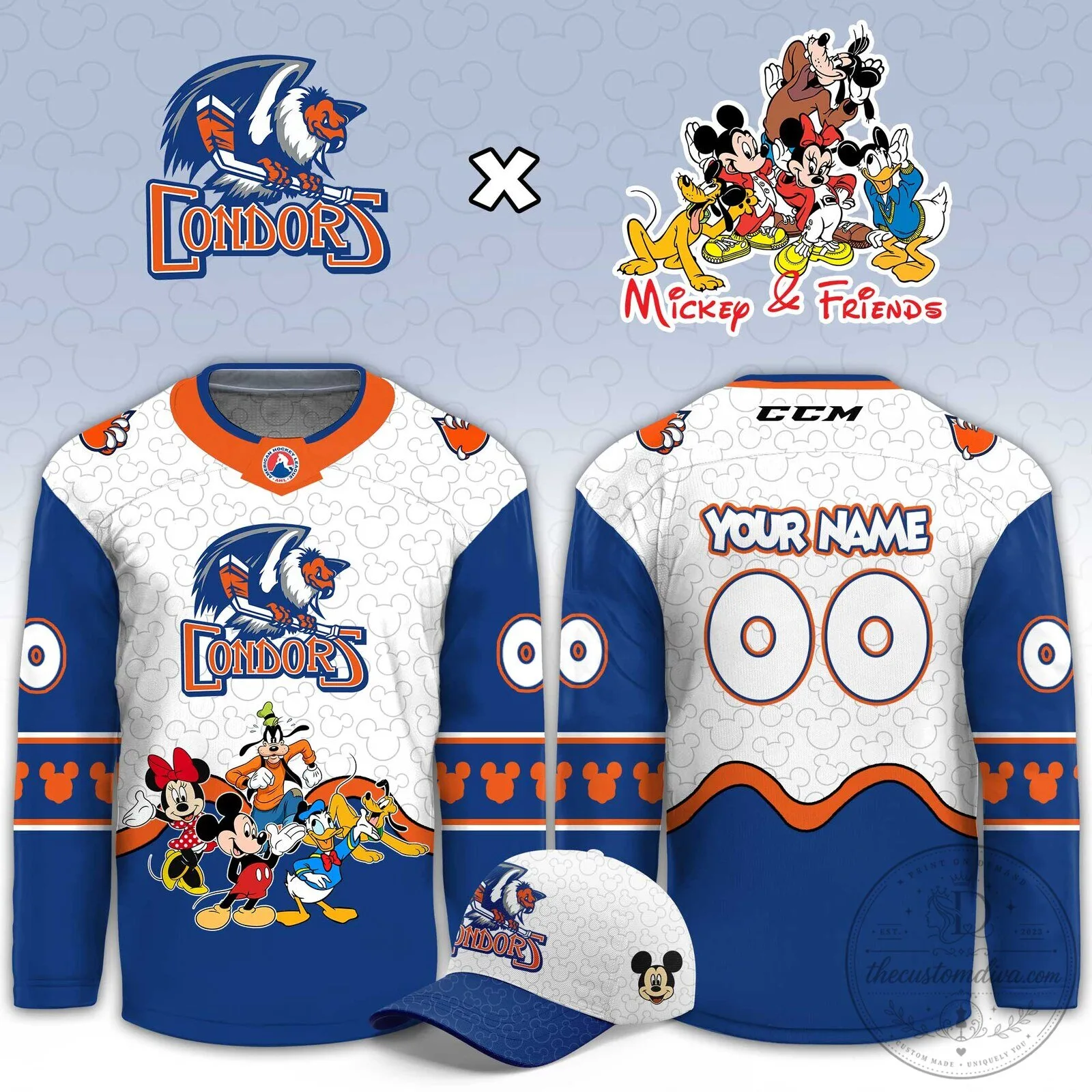 Bakersfield Condors Mickey Mouse and Friends Disney Hockey Jersey