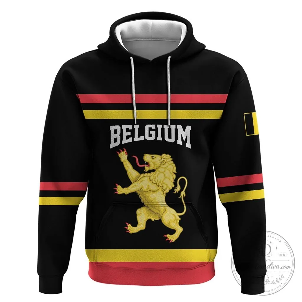 Belgium National Football Team Lion Crest Black Hoodie