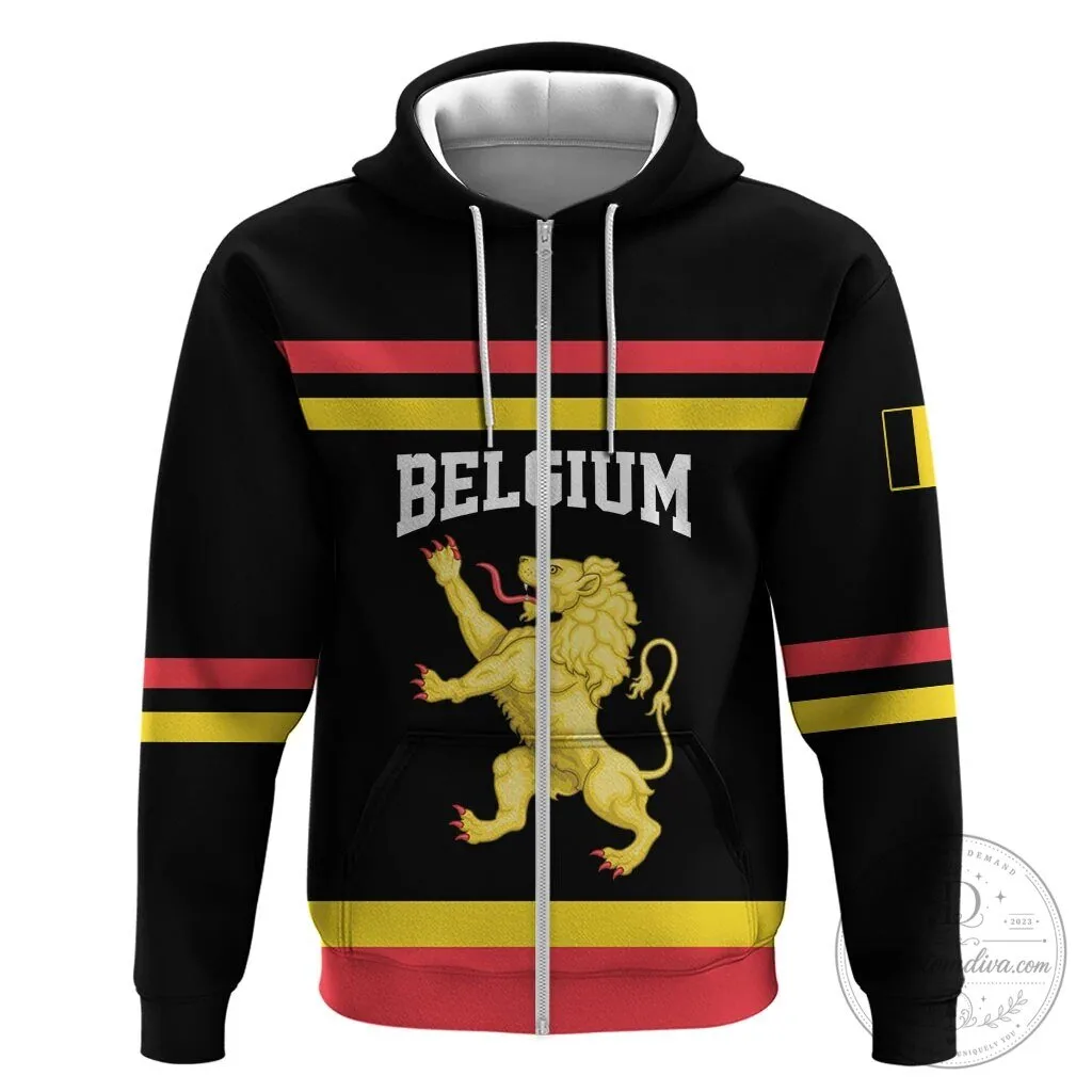 Belgium National Football Team Lion Crest Black Hoodie 11 Belgium National Football Team Lion Crest Black Hoodie