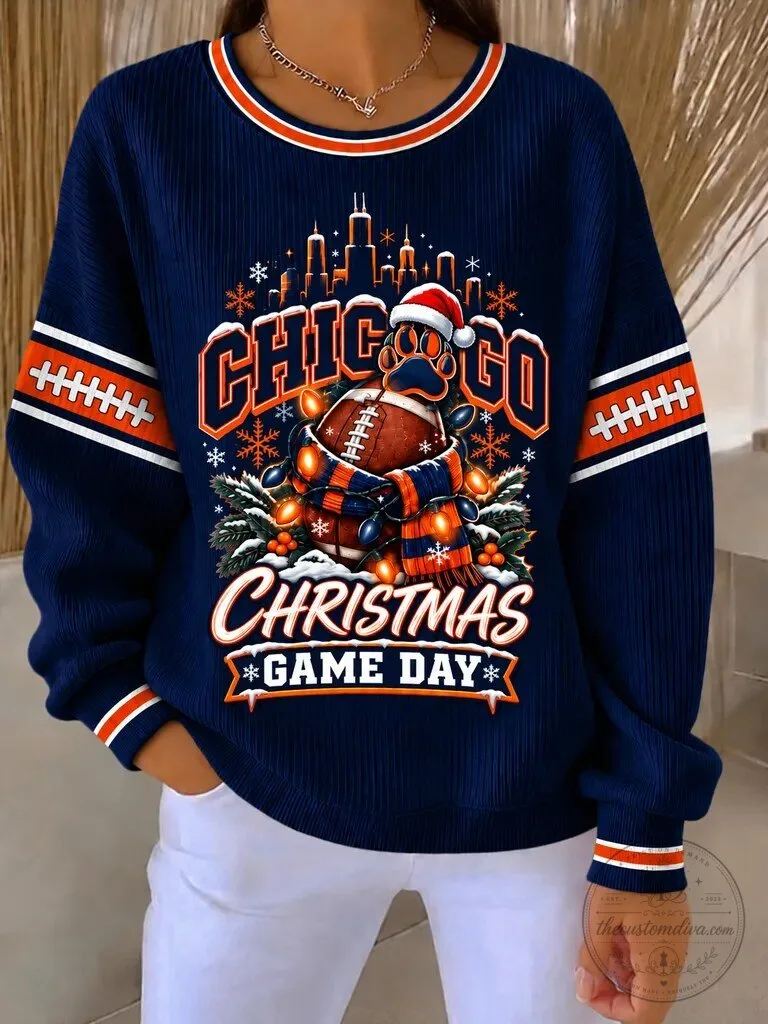 Chicago Christmas Gameday Football Fan Winter Holiday Sweatshirt