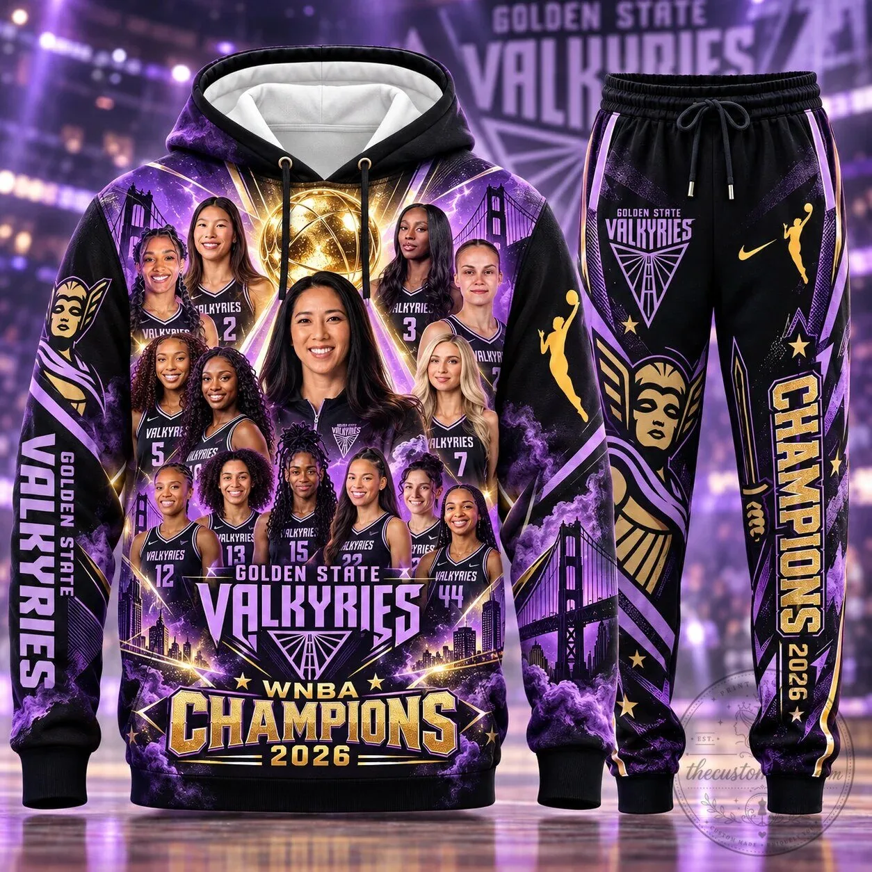 Golden State Valkyries WNBA Champions 2026 Basketball Team Hoodie and Sweatpants Set